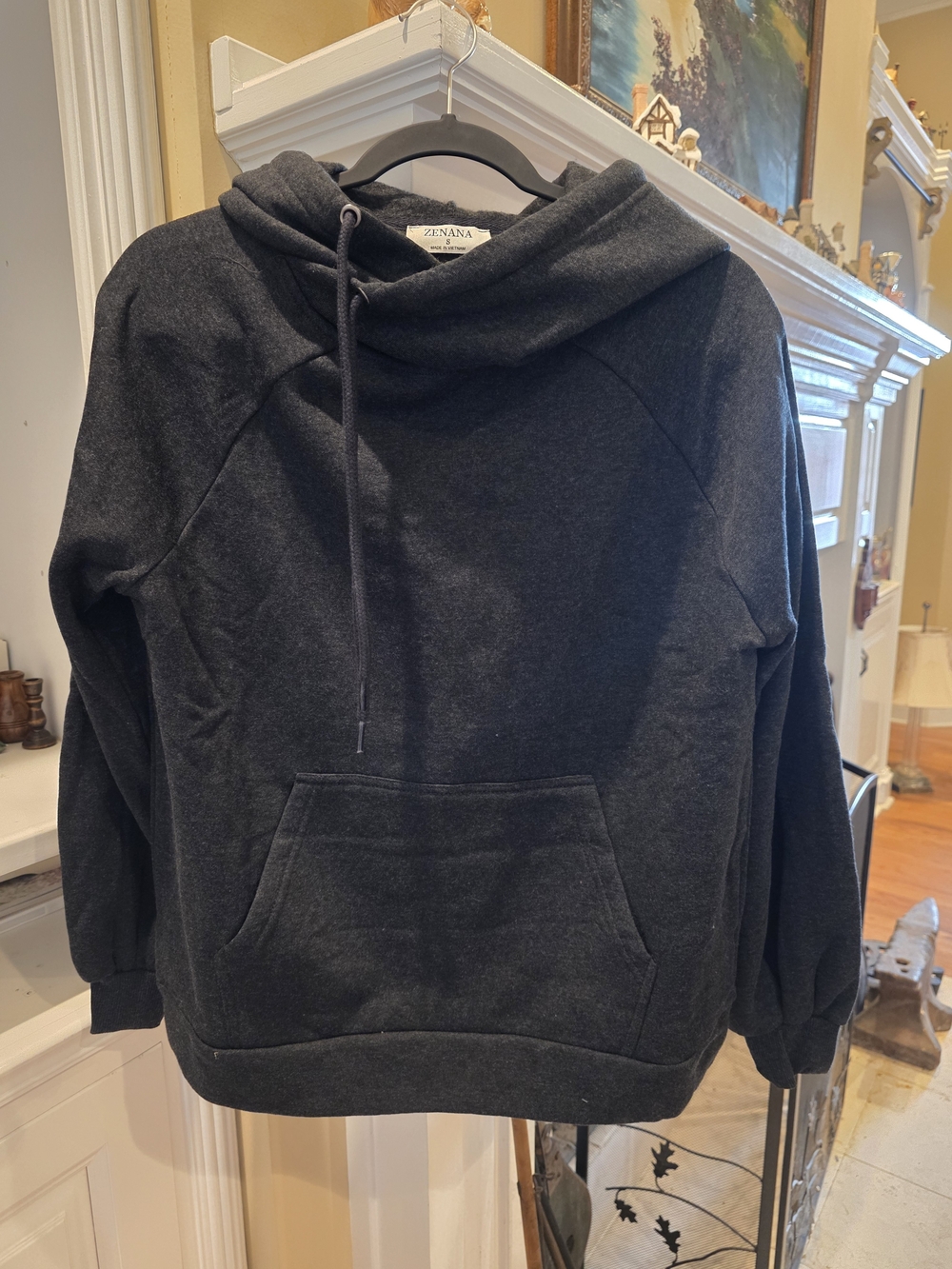 Zenana Outfitters Dark Charcoal Hooded Pullover Sweatshirt